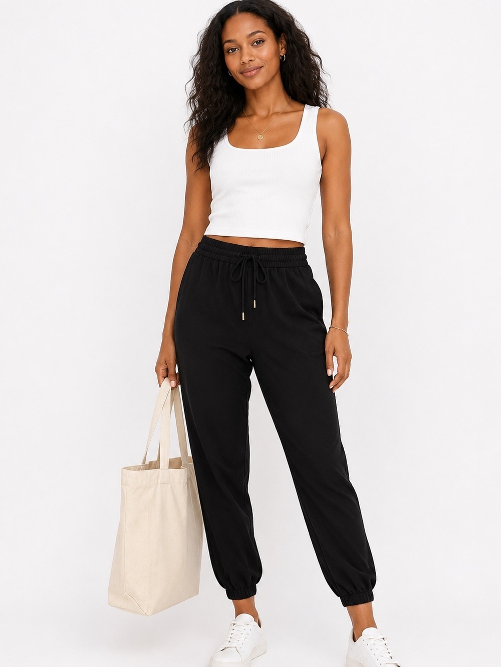 Michael Kors Black Drawstring Elastic Waist Jogger Pants Women's Size 4